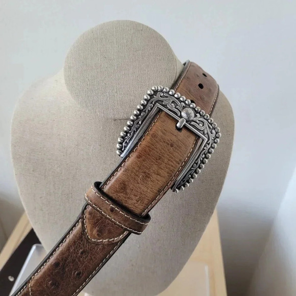 Western Style SILVER CROSS Men’s Genuine Leather Belt - Picture 6 of 14